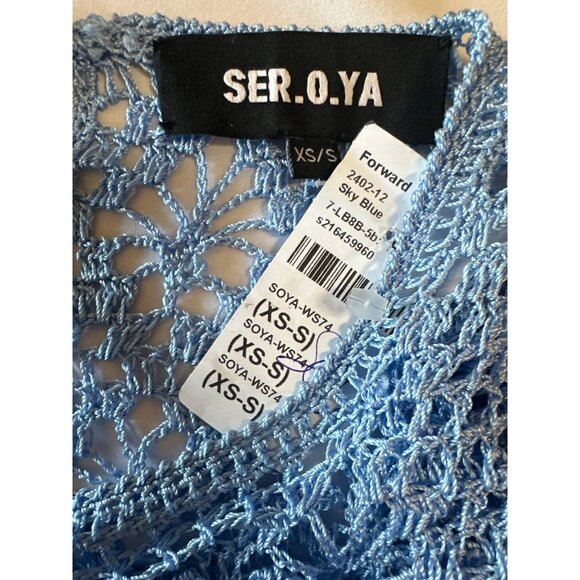 SER.O.YA Parley Crochet Top in Sky Blue XS-Small New Knit Sweater Womens - Picture 9 of 16